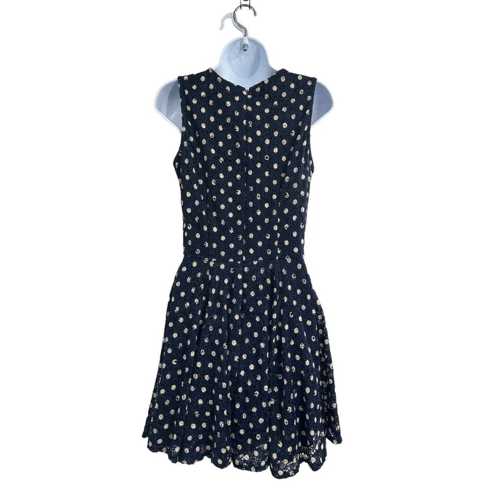 Maison Jules Blue Polka Dot Fit and Flare Dress Medium Cocktail Office‎ - Picture 2 of 7